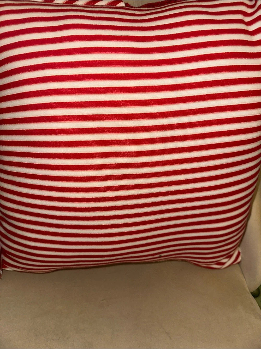 African American Santa 🎅🏾 Holiday Pillow with Red Striped Hat